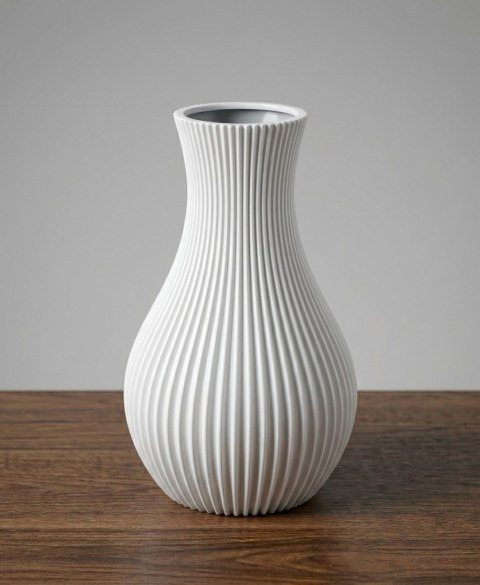 Wazon żłobiony 19 cm - Biały