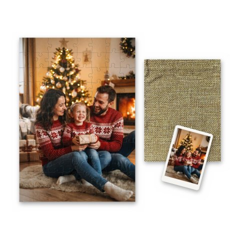 Puzzle ze zdjęciem A4 88 elementów personalizowane prezent woreczek jutowy