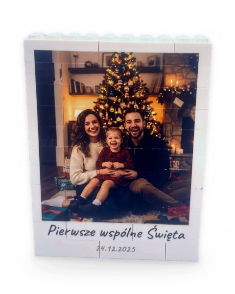 Serce z klocków ze zdjęciem personalizowane 11x12,5 cm prezent